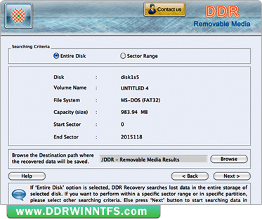 Mac DDR Recovery Software - Removable Media